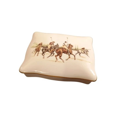 Ralph Lauren Wedgwood лошадь поло сцены фарфора ювелирных изделий безделушка лоток коробка читать - Изображение 1 из 4