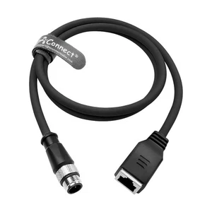 10m/32.8ft M12 D-Code 4-Pin Male to RJ45 Female Ethernet Cable - Cat6a High-Flex - Picture 1 of 5