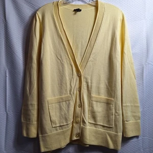 TALBOTS Button-Front Cardigan Sz M Butter Yellow Classic Academia Schoolgirl Y2K - Picture 1 of 4