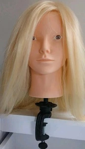 Cabezal de entrenamiento de peluquería pelo largo rubio maniquí soporte giratorio - Imagen 1 de 6