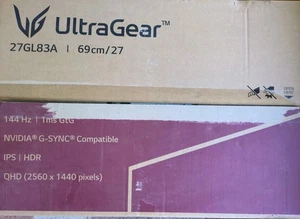 LG Ultragear Gaming Monitor 144Hz 27 Inch 1440P IPS 27GL83A-B - Picture 1 of 5