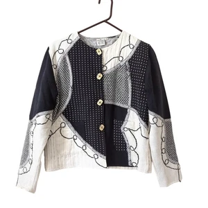 Parsley & Sage Womens Patchwork Coat Size Small Art to Wear Jacket Black White - Picture 1 of 6