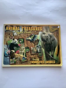 Animal Treasures Large Puzzle Book Endangered Animals Hardcover With 6 Puzzles - Picture 1 of 15