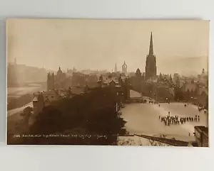 RPPC Edinburgh, Scotland - Old Town From the Castle -Courtyard UNP Postcard, A-1 - Picture 1 of 2
