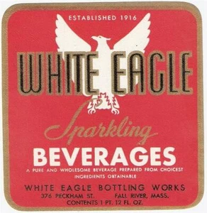 White Eagle Sparkling Beverages Vintage Soda Label Fall River, Massachusetts - Picture 1 of 1