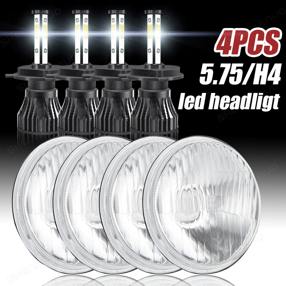 4Pcs 5.75" inch Round LED Headlights Hi Lo Beam For Chevrolet Corvette 1959-1979 - Image 1 of 4