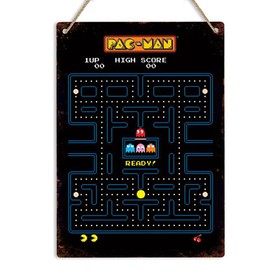 PAC MAN LABYRINTH Metal Wall Sign Retro Gaming Plaque Arcade PacMan Man Cave Nes