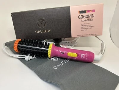 Calista GoGo Mini 2.0 Round Brush Hair Styling Tool 1" New Ed Flamingo Pink wBag - Image 1 of 4