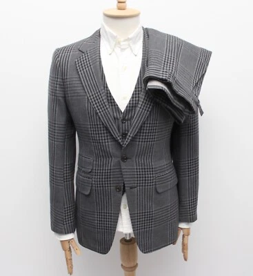 Mens TOM FORD Luxury Silk Plaid 3-Piece Suit Jacket Blazer 48 US38 made in ITALY - Image 1 of 4