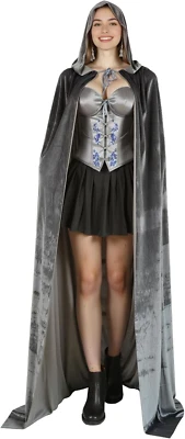 HOMELEX Capa de Veludo Bruxa Negra Halloween Capa com Capuz Rainha Rei Robe Roupa Re - Imagem 1 de 4