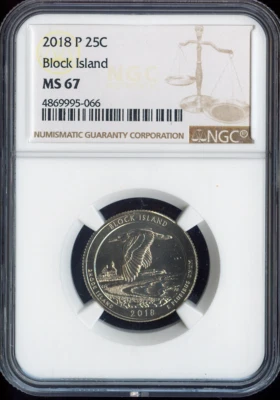 2018-P Block Island Quarter NGC MS67 Quality - Image 1 of 2