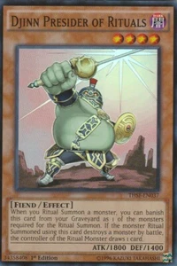 YUGIOH HOLO CARD DJINN PRESIDER OF RITUALS THSF-EN037 1ST EDITION - Picture 1 of 1