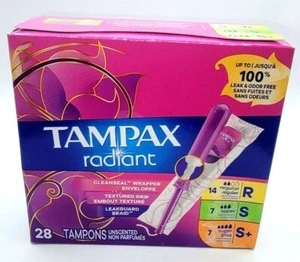 Tampax Radiant Tampons Trio Pack, Sin Perfume, 28 ct, CAJA SELLADA COMO SE MUESTRA - Imagen 1 de 2