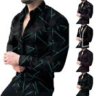Men Slim Fit Button Down Long Sleeve Shirt with Floral Print for Casual Outfit