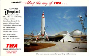 Disneyland Tomorrowland TWA Rocket to the Moon Ride VTG Postcard Theme Park - Picture 1 of 2