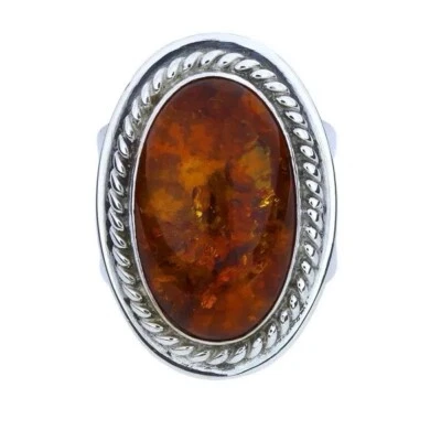 DTR Jay King Sterling 925 Silver Oval Amber Ring - Image 1 of 3
