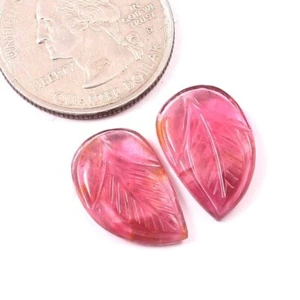 Loose Gemstone Natural Bio Tourmaline Hand Carved Fancy Pear Gemstone A669 - Picture 1 of 3