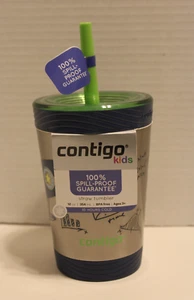 Neu! Contigo Kinder Auslaufsicherer Strohhalm Becher Tasse 12 Unzen Blau Grün Rakete - Bild 1 von 11