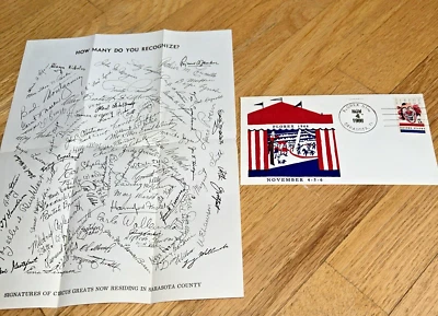 FLOREX 1966 SARASOTA FLORIDA - Stamped Envelope with CIRCUS GREAT SIGNATURES - Image 1 of 4