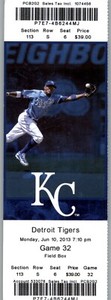 Detroit Tigers vs Kansas City Royals 6/10/2013 Ticket -  Miguel Cabrera HR #339