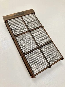 FULL SET OF ORIGINAL LOWERCASE METAL LETTERPRESS TYPE IN PRESENTATION WOODEN BOX - Picture 1 of 10