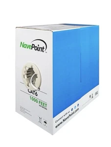 NavePoint CAT6 CCA Ethernet Cable - 1000ft White Bulk UTP 23AWG (Unopened) - Afbeelding 1 van 5