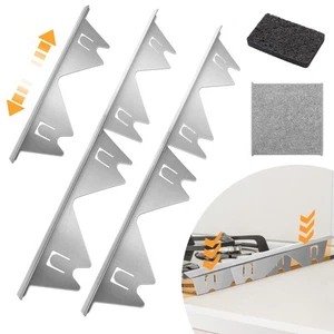 2 Pack Stainless Steel Stove Gap Covers Adjustable Stove Counter Gap Filler - Picture 1 of 7