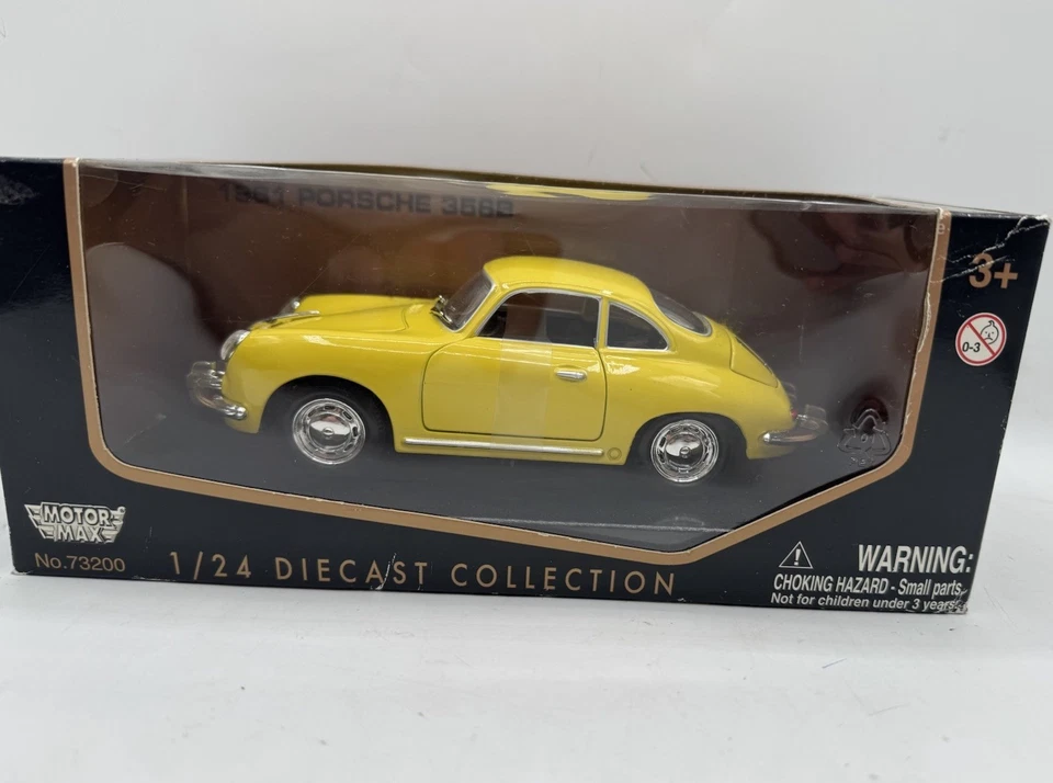 1961 Porsche 356B жесткий мотор макс масштаб 1/24 литая модель желтый открытая коробка - Изображение 1 из 4