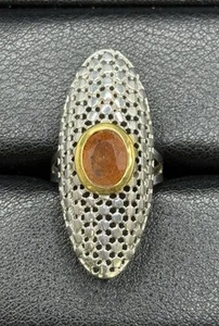 New Condition Sterling Silver Genuine Oregon Sunstone Ring Size 7.00 925 - Bild 1 von 10