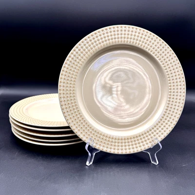 Studio Nova ШАМПАНСКОЕ Отдельные 10 5/8" Обеденные Тарелки КОМПЛЕКТ/6 Бисер Обод Таиланд - Изображение 1 из 4