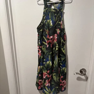 Hollister Neckholder-Top-Kleid mit tropischen Blumen ärmellos, Größe L - Bild 1 von 4