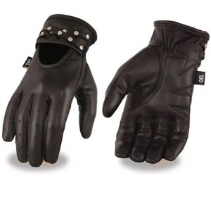 Milwaukee Leather Women's Black Studded Motorcycle Gloves