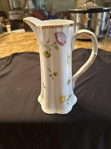 I. Godinger Co. Butterflies & Morning Glory Gold Trim Porcelain Pitcher  / Vase - Picture 1 of 5