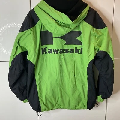 Kawasaki Moto Chubasquero Verde Negro Forrado Polar Talla 2XL Foto 1 de 4