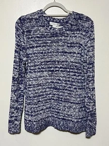 Christopher & Banks Sz P/L Pullover Sweater Purple Blue Silver Metallic Thread - Picture 1 of 7