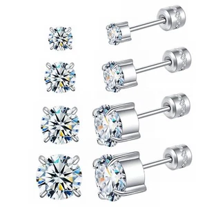 Hopply 4 Pairs Stud Earrings for Women MensHypoallergenic Titanium Surgical S... - Picture 1 of 7