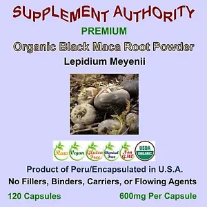 Maca Root Powder Black Organic - 120 Cap Bag - Top Seller - ¡CALIDAD SUPERIOR! - Imagen 1 de 1