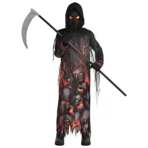 Lava Reaper Kids Fire Flame Grim Reaper Halloween Costume - 12-14 Large #4273 - Picture 1 of 7