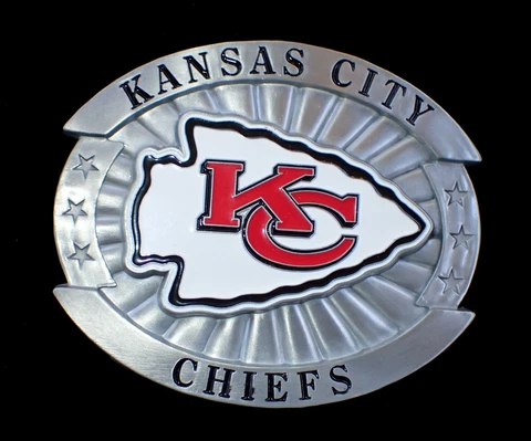 LARGE SIZED KANSAS CITY CHIEFS BELT BUCKLE SISKIYOU PEWTER & ENAMEL NEW Cover