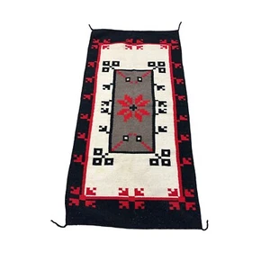 Vintage Southwestern Mexican Wool Rug Rare 62" x 30" Reversible Hand-loomed - Picture 1 of 9