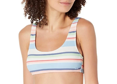 ROXY Juniors Line Up Bralette Bikini Swim Top, Multicolor Stripes, Large - Image 1 of 4