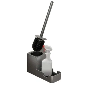 Stylish Gray Stainless Steel Toilet Brush Holder Set. Modern design. - Picture 1 of 9