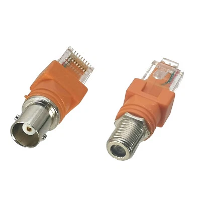 RJ45 Male Plug to F TV BNC Female RF Adapter Connector Coaxial Plug Jack Cable - Image 1 of 3