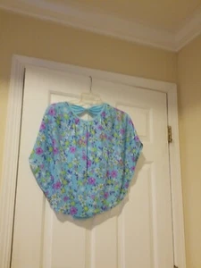 Justice  Girls Blouse Sz 10 Blue Semi Sheer Cami Glitter  - Picture 1 of 6