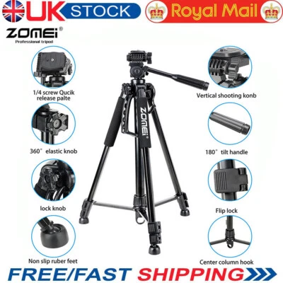 ZOMEI Q1200 Professional Lightweight Aluminum Alloy Tripod for DSLR Camera Video - Image 1 of 4