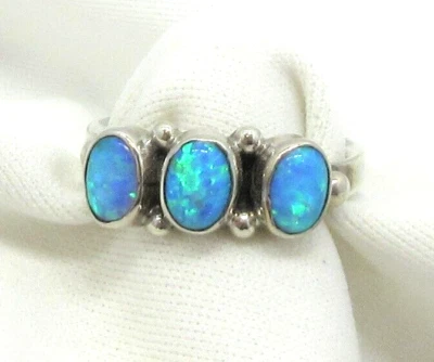 Southwest Lab Created Opal Ring Size 9 1/2 Sterling Silver Ladies Ring 384 - image 1 of 4