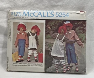 McCall's Pattern CUT #5254 VTG 1976 Adult Kid's Costume Raggedy Anne Andy - Picture 1 of 3