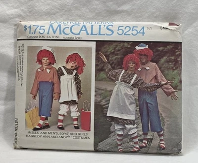 McCall's Pattern CUT #5254 VTG 1976 Adult Kid's Costume Raggedy Anne Andy - Image 1 of 3