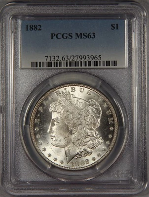 1882 Morgan Silver Dollar PCGS MS63 $1 - Image 1 of 3