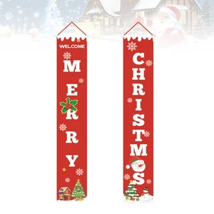 1 Pair of Christmas Banner Decorative Door Banner WELCOME MERRY CHRISTMAS Words - Picture 1 of 11